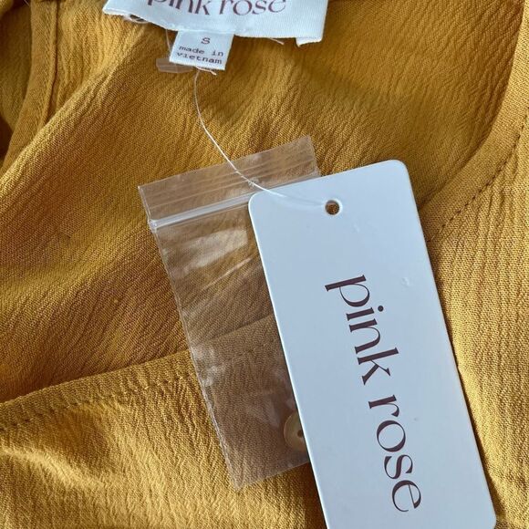 New with tags Pink Rose gold rayon knot front top with cap sleeve, size S - Picture 5 of 7